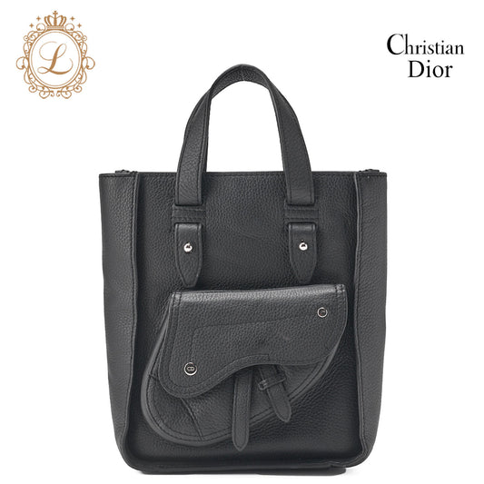 Dior Homme Saddle Handbag Mini, Leather, Black, Silver-Tone Hardware, Pre-Owned - Vintage La Charme