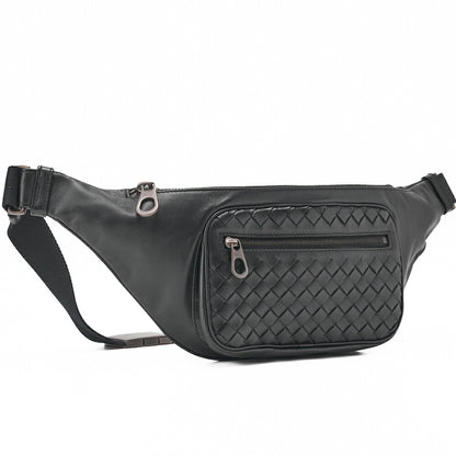 Bottega Veneta Messenger Bag Waist Pouch Intrecciato Lambskin Black Gold-Tone Hardware Pre-Owned - Vintage La Charme