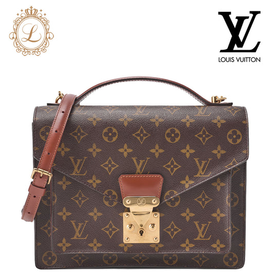 Louis Vuitton Handbag Monceau Monogram Canvas Brown Gold-Tone Hardware Pre-Owned - Vintage La Charme