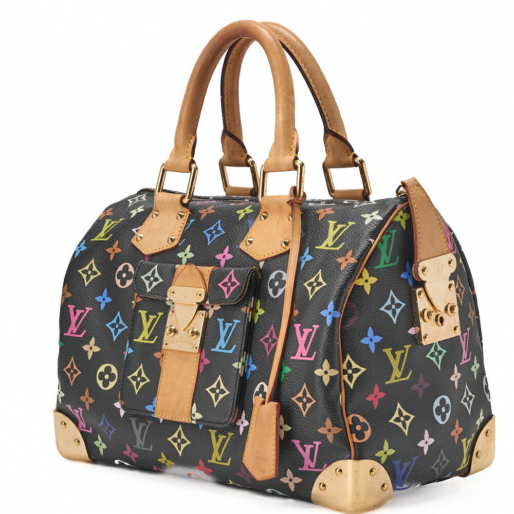 LOUIS VUITTON Louis Vuitton Handbag Monogram Multicolor Speedy 30 Handbag Black M92642 (Gold Fittings) [Used] - Vintage La Charme