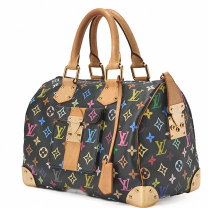 LOUIS VUITTON Louis Vuitton Handbag Monogram Multicolor Speedy 30 Handbag Black M92642 (Gold Fittings) [Used] - Vintage La Charme
