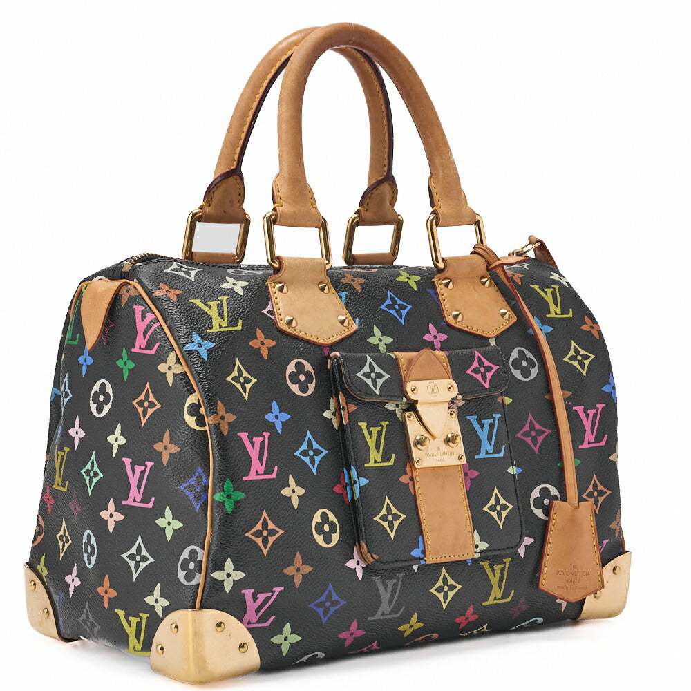 LOUIS VUITTON Louis Vuitton Handbag Monogram Multicolor Speedy 30 Handbag Black M92642 (Gold Fittings) [Used] - Vintage La Charme