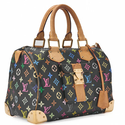 LOUIS VUITTON Louis Vuitton Handbag Monogram Multicolor Speedy 30 Handbag Black M92642 (Gold Fittings) [Used] - Vintage La Charme