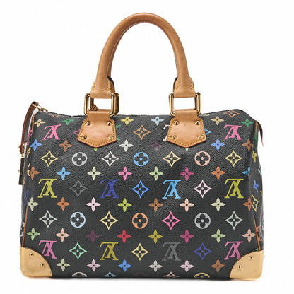 LOUIS VUITTON Louis Vuitton Handbag Monogram Multicolor Speedy 30 Handbag Black M92642 (Gold Fittings) [Used] - Vintage La Charme