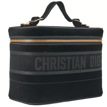 Dior Handbag Vanity Velour Black Gold-Tone Hardware Pre-Owned - Vintage La Charme