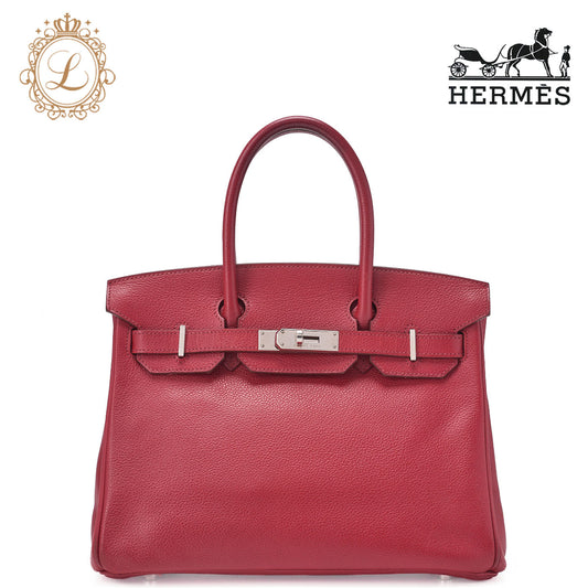 HERMES Birkin 30 Tote Bag Togo Rouge Piment Silver-Tone Hardware Pre-Owned - Vintage La Charme