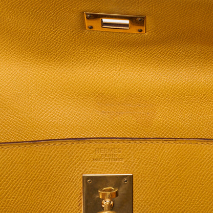 HERMES Kelly 32 Handbag, Kushbel Yellow, Gold-Tone Hardware, Pre-Owned - Vintage La Charme