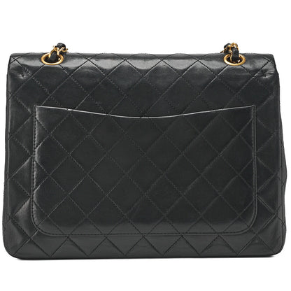 CHANEL Shoulder Bag Matelasse Double Flap Vertical Chain Lambskin Black Gold-Tone Hardware Pre-Owned - Vintage La Charme