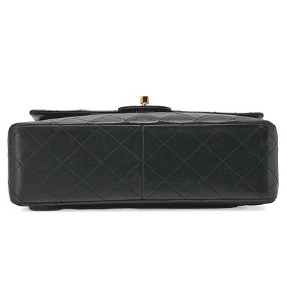 CHANEL Shoulder Bag Matelasse Double Flap Vertical Chain Lambskin Black Gold-Tone Hardware Pre-Owned - Vintage La Charme