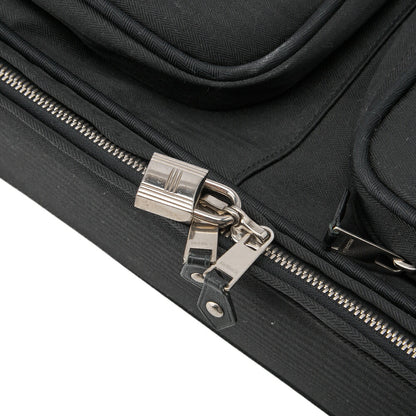 HERMES Acapulco Carry Bag Toile Chevron Black Gold-Tone Hardware Pre-Owned - Vintage La Charme