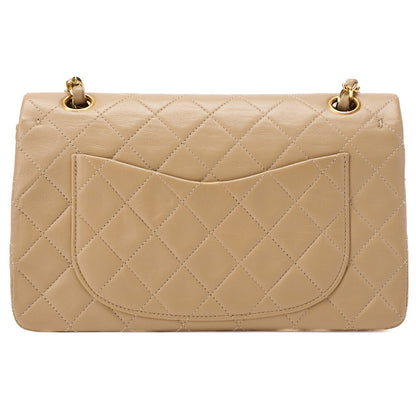 CHANEL Shoulder Bag Matelasse Double Flap Lambskin Beige Gold-Tone Hardware Pre-Owned - Vintage La Charme