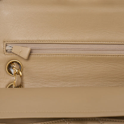 CHANEL Shoulder Bag Matelasse Double Flap Lambskin Beige Gold-Tone Hardware Pre-Owned - Vintage La Charme