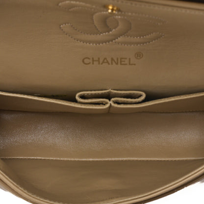 CHANEL Shoulder Bag Matelasse Double Flap Lambskin Beige Gold-Tone Hardware Pre-Owned - Vintage La Charme