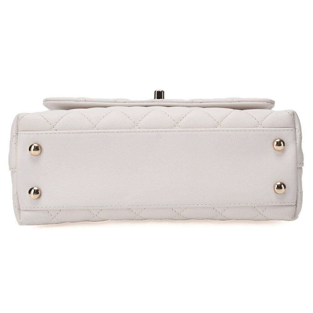 CHANEL Shoulder Bag Handbag Matelasse Coco Handle 2WAY Caviar Skin White Gold-Tone Hardware Pre-Owned - Vintage La Charme