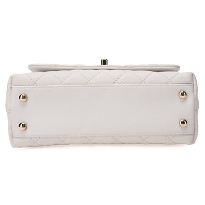 CHANEL Shoulder Bag Handbag Matelasse Coco Handle 2WAY Caviar Skin White Gold-Tone Hardware Pre-Owned - Vintage La Charme
