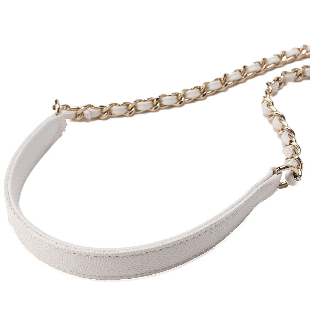 CHANEL Shoulder Bag Handbag Matelasse Coco Handle 2WAY Caviar Skin White Gold-Tone Hardware Pre-Owned - Vintage La Charme