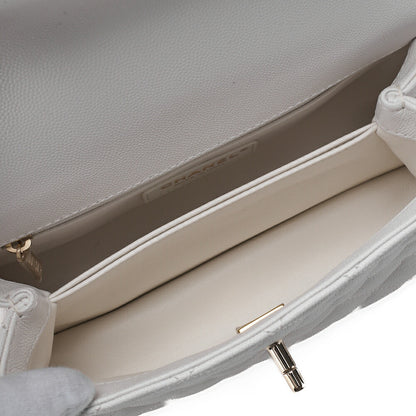 CHANEL Shoulder Bag Handbag Matelasse Coco Handle 2WAY Caviar Skin White Gold-Tone Hardware Pre-Owned - Vintage La Charme