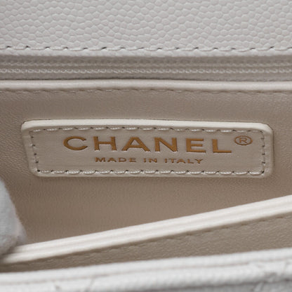 CHANEL Shoulder Bag Handbag Matelasse Coco Handle 2WAY Caviar Skin White Gold-Tone Hardware Pre-Owned - Vintage La Charme