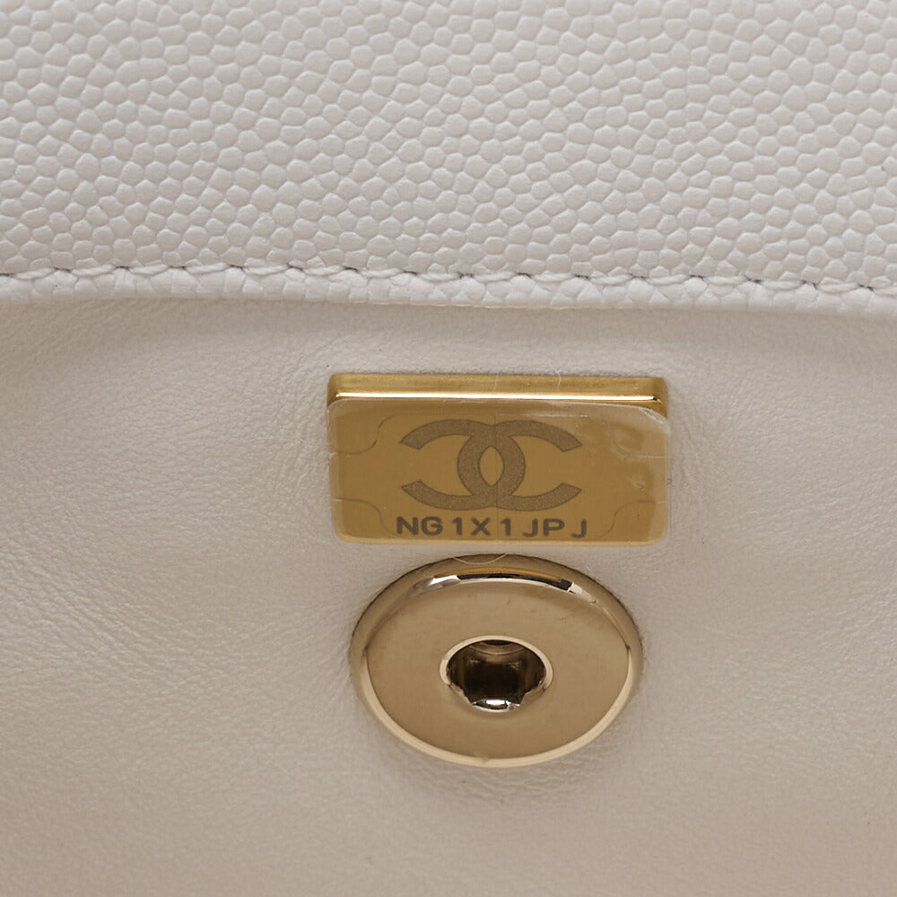 CHANEL Shoulder Bag Handbag Matelasse Coco Handle 2WAY Caviar Skin White Gold-Tone Hardware Pre-Owned - Vintage La Charme