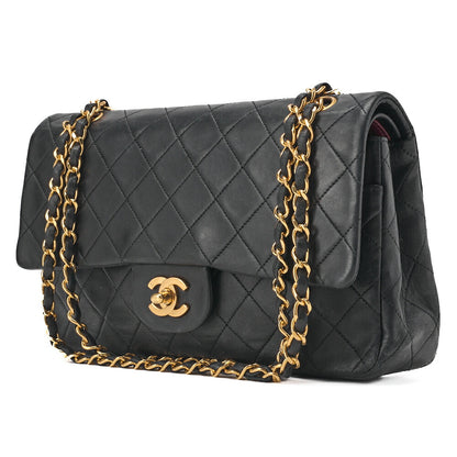 CHANEL Chain Shoulder Bag Matelasse Double Flap Lambskin Black Gold-Tone Hardware Pre-Owned - Vintage La Charme