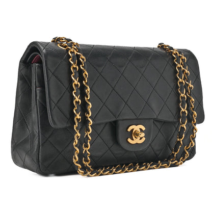 CHANEL Chain Shoulder Bag Matelasse Double Flap Lambskin Black Gold-Tone Hardware Pre-Owned - Vintage La Charme