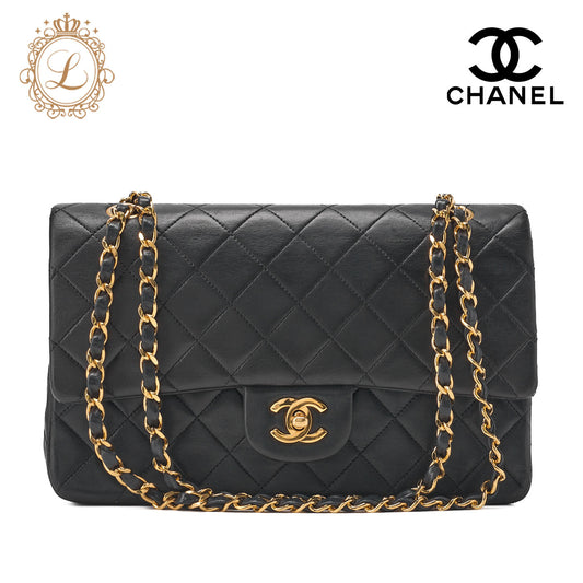 CHANEL Chain Shoulder Bag Matelasse Double Flap Lambskin Black Gold-Tone Hardware Pre-Owned - Vintage La Charme
