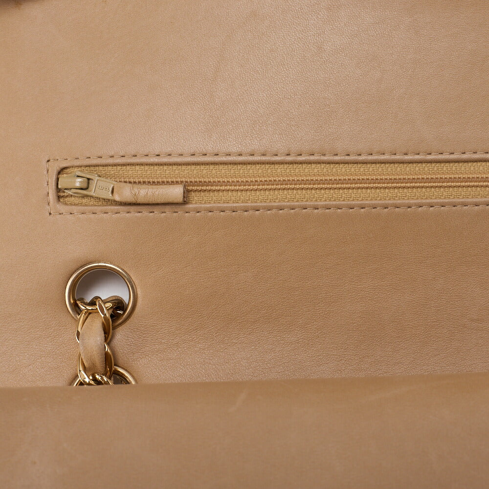 CHANEL Shoulder Bag Matelasse Double Flap Lambskin Beige Gold-Tone Hardware Pre-Owned - Vintage La Charme