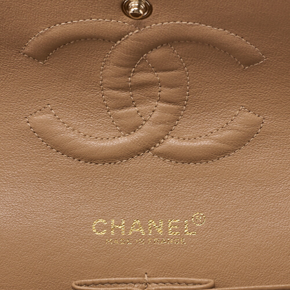 CHANEL Shoulder Bag Matelasse Double Flap Lambskin Beige Gold-Tone Hardware Pre-Owned - Vintage La Charme