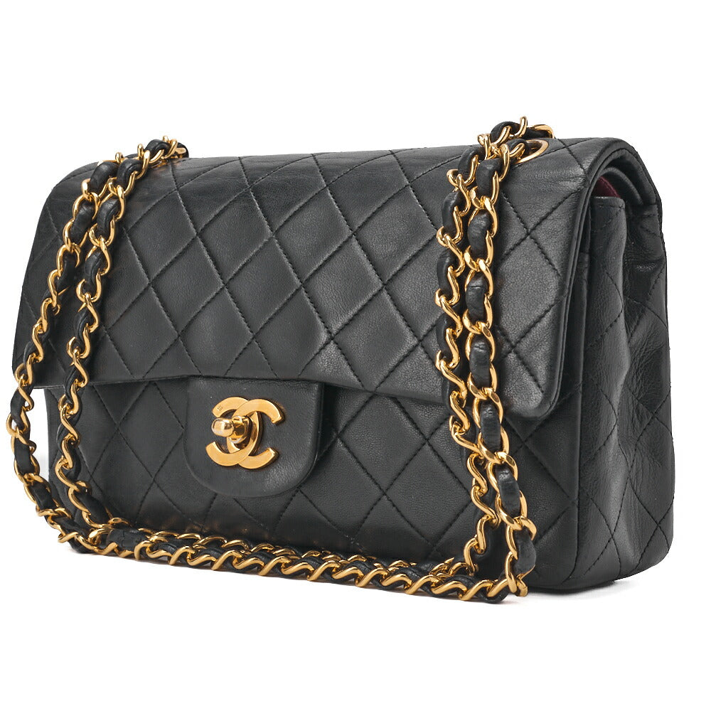 CHANEL Shoulder Bag Matelasse 23 Double Flap Chain Lambskin Black Gold-Tone Hardware Pre-Owned - Vintage La Charme