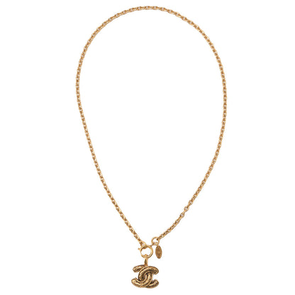 CHANEL Necklace, Coco Mark Matelasse, Gold-Plated, Gold, Gold-Tone Hardware, Pre-Owned - Vintage La Charme