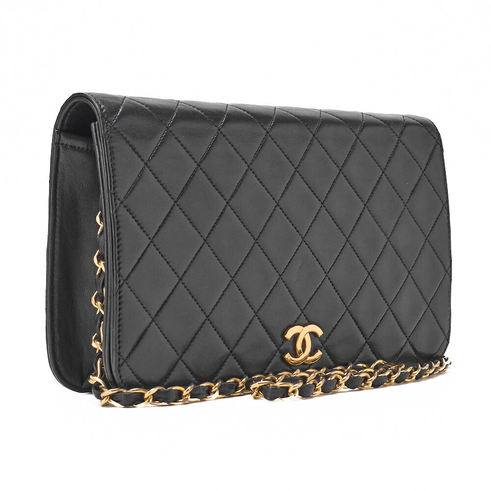 CHANEL Chain Shoulder Bag Matelasse Push Lock Lambskin Black Gold-Tone Hardware Pre-Owned - Vintage La Charme