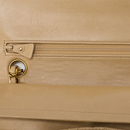 CHANEL Chain Shoulder Bag Matelasse Double Flap Lambskin Beige Gold-Tone Hardware Pre-Owned - Vintage La Charme