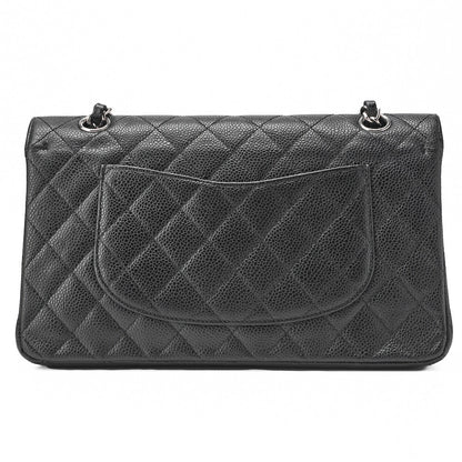 CHANEL Chain Shoulder Bag Matelasse Double Flap Caviar Skin Black Silver-Tone Hardware Pre-Owned - Vintage La Charme