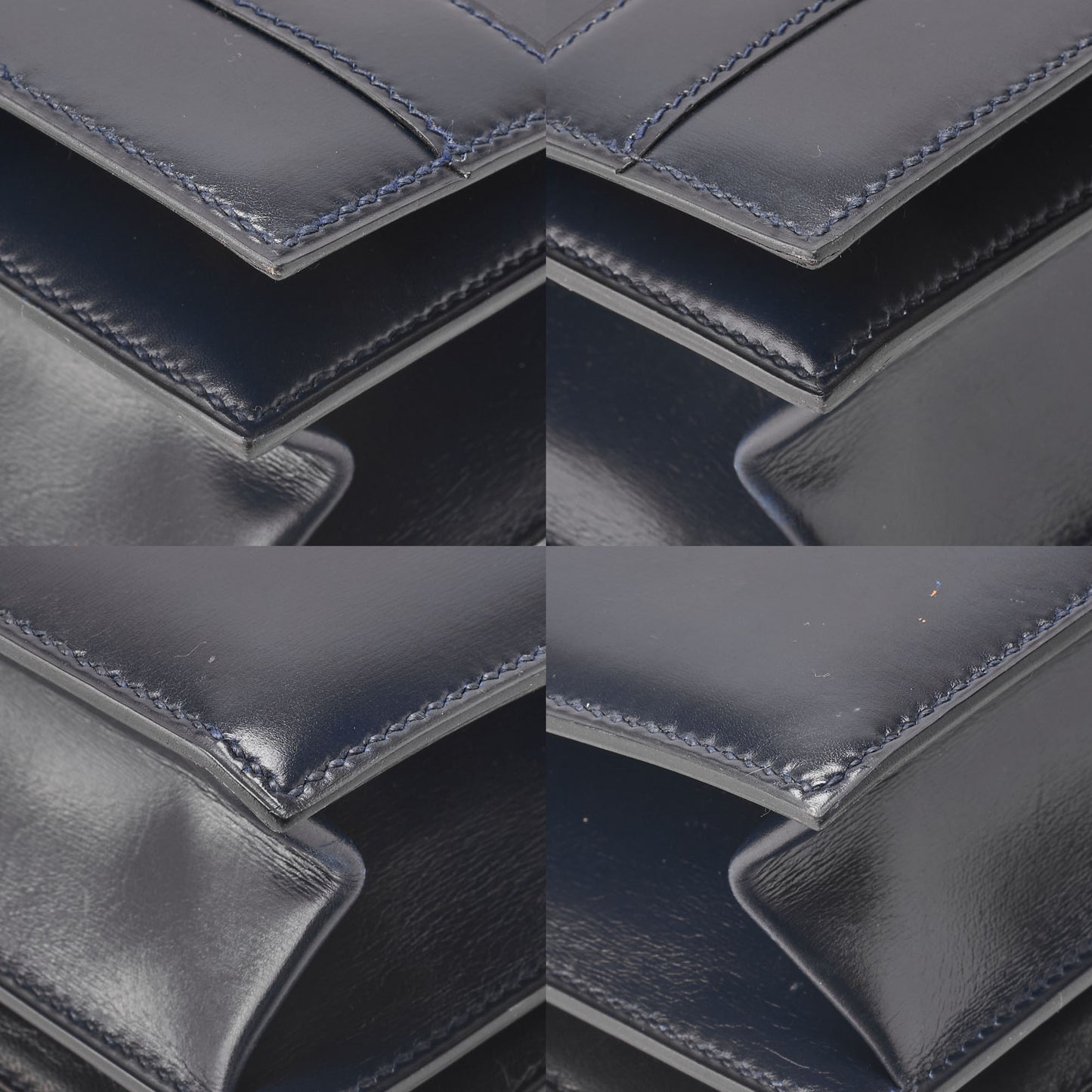 HERMES Shoulder Bag Annie Push Lock Box Calf Navy Gold-Tone Hardware Pre-Owned - Vintage La Charme