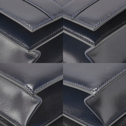 HERMES Shoulder Bag Annie Push Lock Box Calf Navy Gold-Tone Hardware Pre-Owned - Vintage La Charme