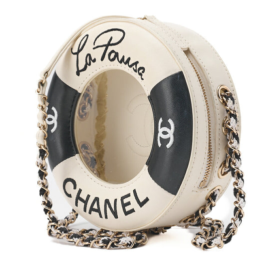 CHANEL Cruise Line Float Chain Shoulder Bag Lambskin × Vinyl Black (Gold Fittings) Women's Bag High Brand [Used] - Vintage La Charme