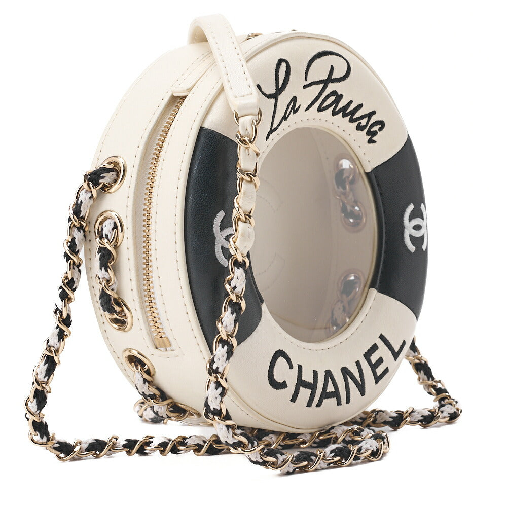 CHANEL Cruise Line Float Chain Shoulder Bag Lambskin × Vinyl Black (Gold Fittings) Women's Bag High Brand [Used] - Vintage La Charme