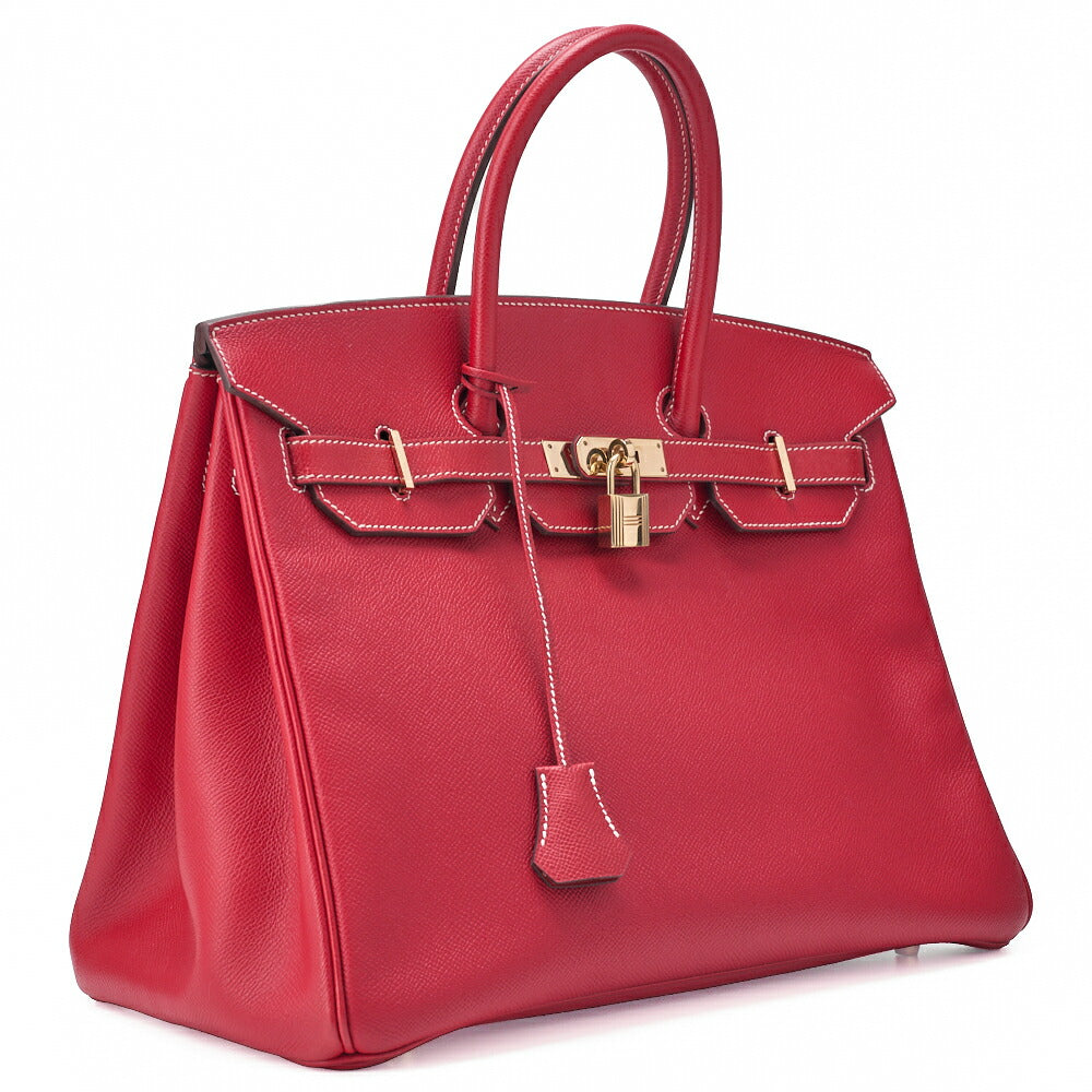 HERMES Birkin 35 Handbag Epson, Rouge Cazak × Corveil Red, Gold-Tone Hardware, Pre-Owned - Vintage La Charme