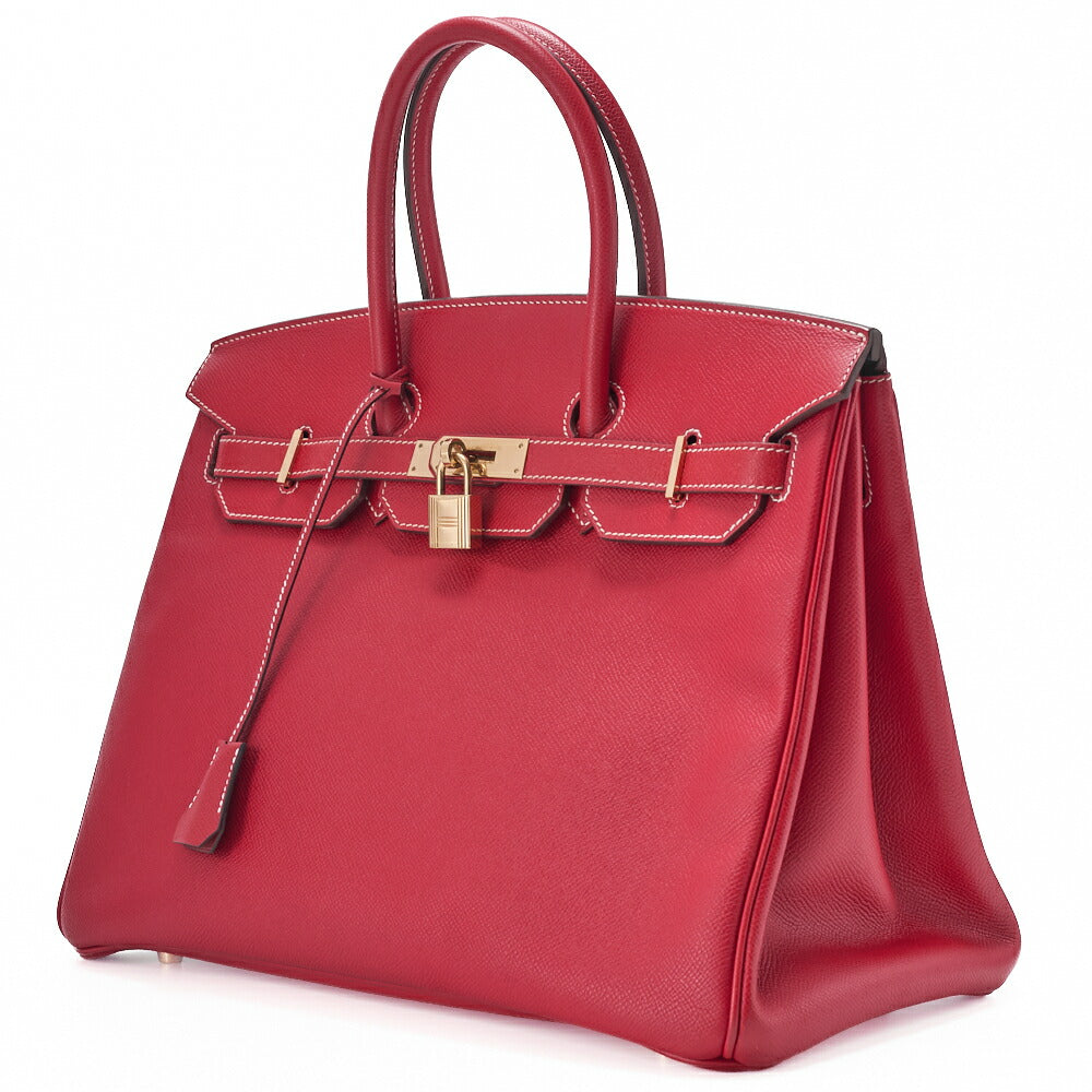 HERMES Birkin 35 Handbag Epson, Rouge Cazak × Corveil Red, Gold-Tone Hardware, Pre-Owned - Vintage La Charme
