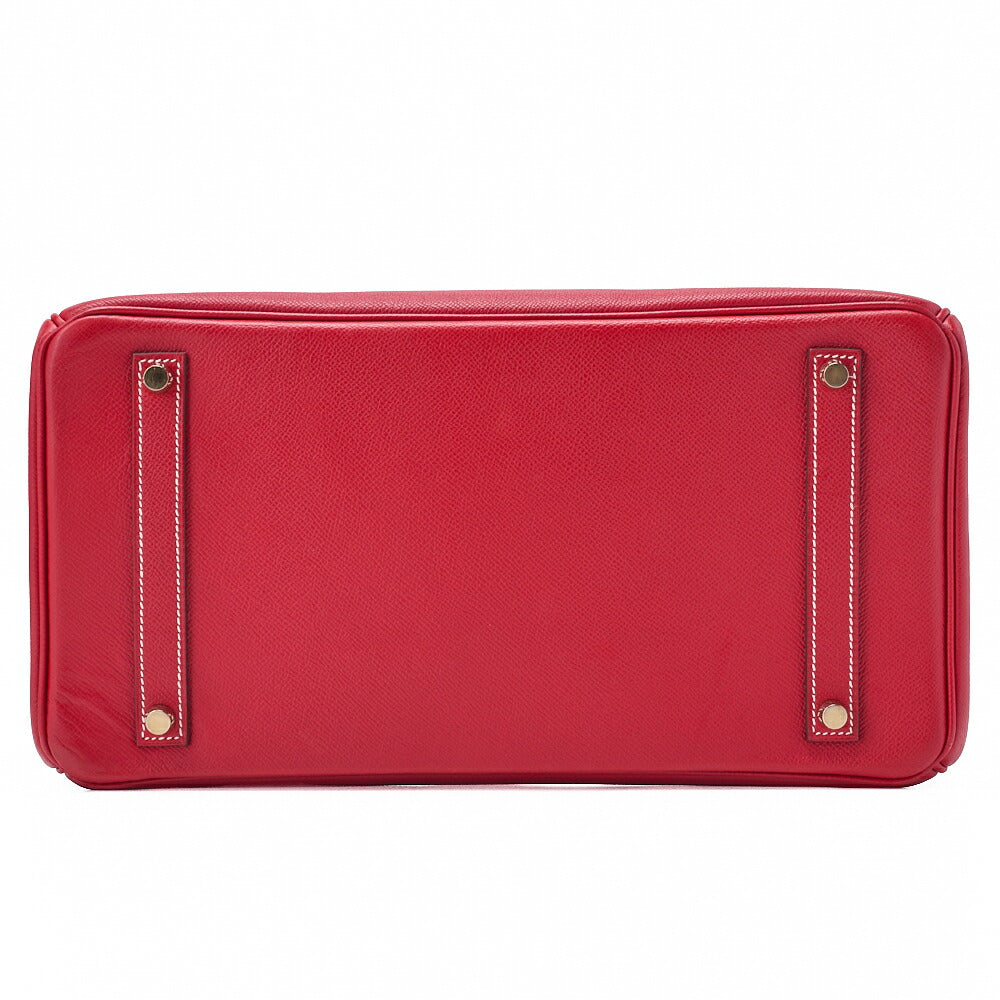 HERMES Birkin 35 Handbag Epson, Rouge Cazak × Corveil Red, Gold-Tone Hardware, Pre-Owned - Vintage La Charme