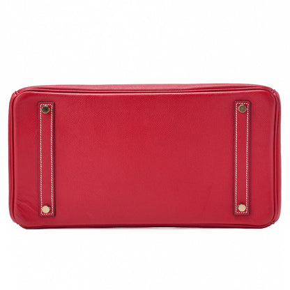 HERMES Birkin 35 Handbag Epson, Rouge Cazak × Corveil Red, Gold-Tone Hardware, Pre-Owned - Vintage La Charme