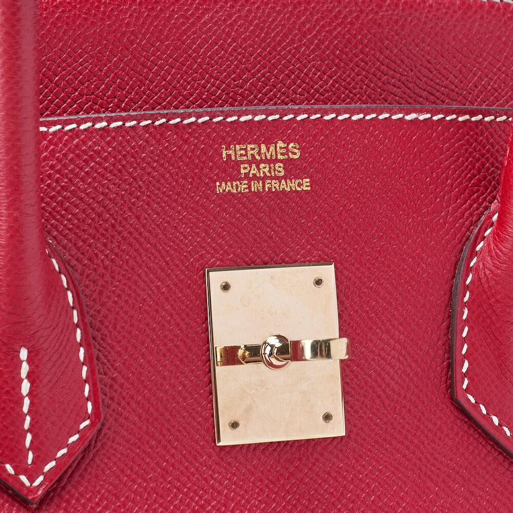 HERMES Birkin 35 Handbag Epson, Rouge Cazak × Corveil Red, Gold-Tone Hardware, Pre-Owned - Vintage La Charme