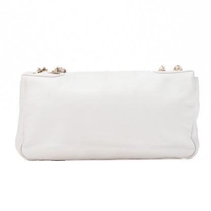 CHANEL Shoulder Bag Coco Mark Studded Full Flap Leather White Gold-Tone Hardware Pre-Owned - Vintage La Charme