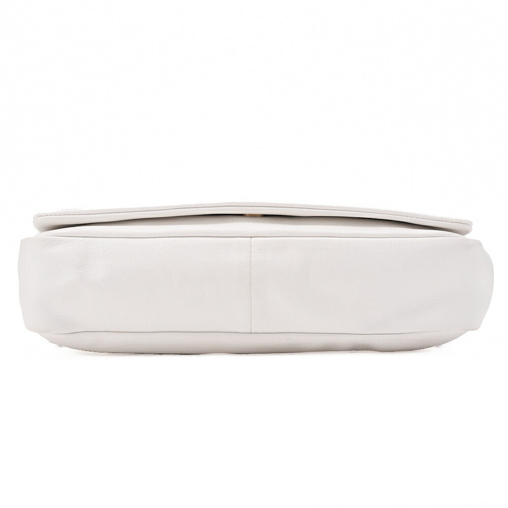 CHANEL Shoulder Bag Coco Mark Studded Full Flap Leather White Gold-Tone Hardware Pre-Owned - Vintage La Charme