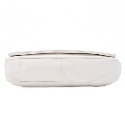 CHANEL Shoulder Bag Coco Mark Studded Full Flap Leather White Gold-Tone Hardware Pre-Owned - Vintage La Charme