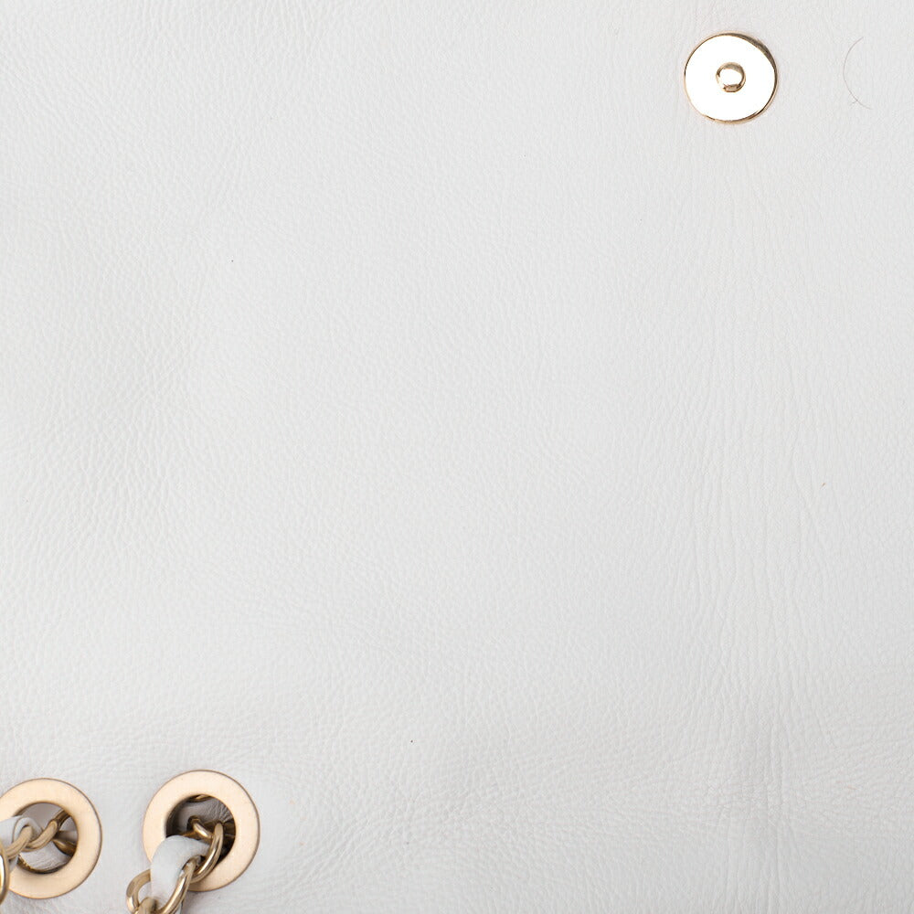 CHANEL Shoulder Bag Coco Mark Studded Full Flap Leather White Gold-Tone Hardware Pre-Owned - Vintage La Charme
