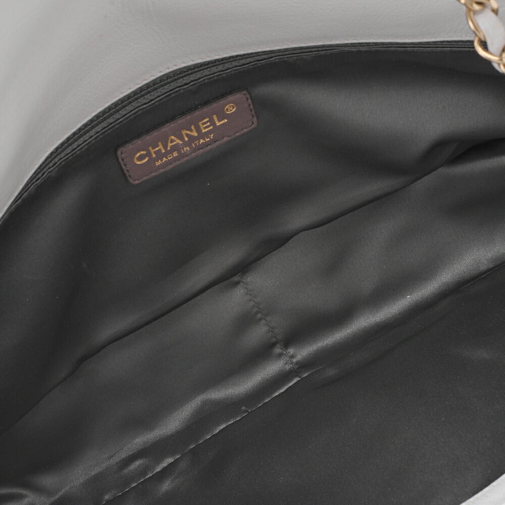 CHANEL Shoulder Bag Coco Mark Studded Full Flap Leather White Gold-Tone Hardware Pre-Owned - Vintage La Charme