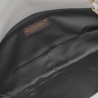 CHANEL Shoulder Bag Coco Mark Studded Full Flap Leather White Gold-Tone Hardware Pre-Owned - Vintage La Charme