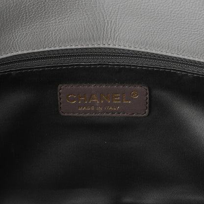 CHANEL Shoulder Bag Coco Mark Studded Full Flap Leather White Gold-Tone Hardware Pre-Owned - Vintage La Charme