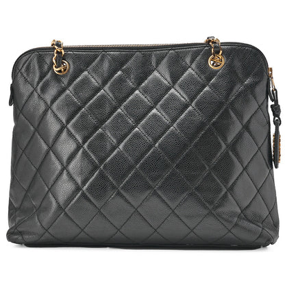 CHANEL Shoulder Bag, Matelasse Outside Flap, Caviar Skin, Black, Gold-Tone Hardware, Pre-Owned - Vintage La Charme